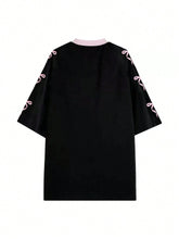 Women's Crew Neck Mid Sleeve Bow & Number Print Simple Casual T-Shirt Graphic Tees Women Tops